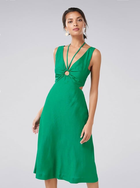 Buy Forever New GREEN Brianna Cut Out Midi Dress Online at Best Prices ...