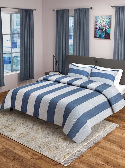 Saral Home Bamboo Blue 350 TC Bed Sheet Set