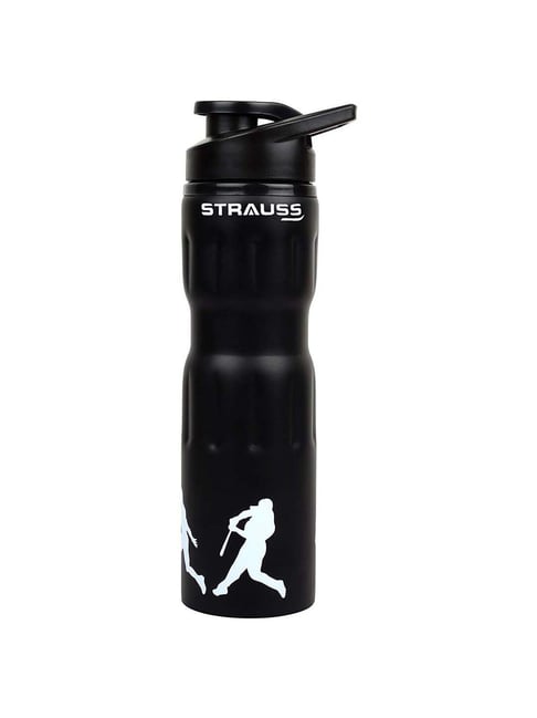 Strauss Stainless-Steel Water Bottle, 750ml (Black)-Strauss-Footwear-TATA CLIQ