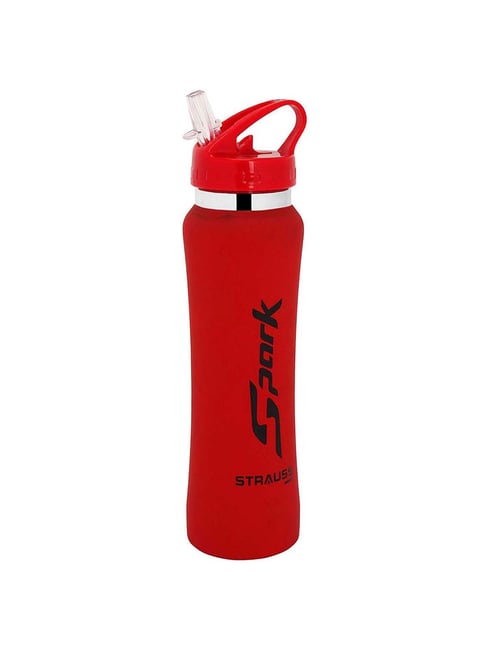 Strauss Spark Stainless-Steel Bottle, Rubber Finish, 750ml (Red)-Strauss-Footwear-TATA CLIQ