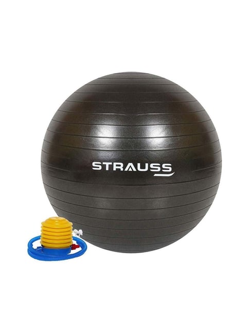 Strauss Anti Burst Gym Ball with Foot Pump, 65 cm (Black)-Strauss-Footwear-TATA CLIQ