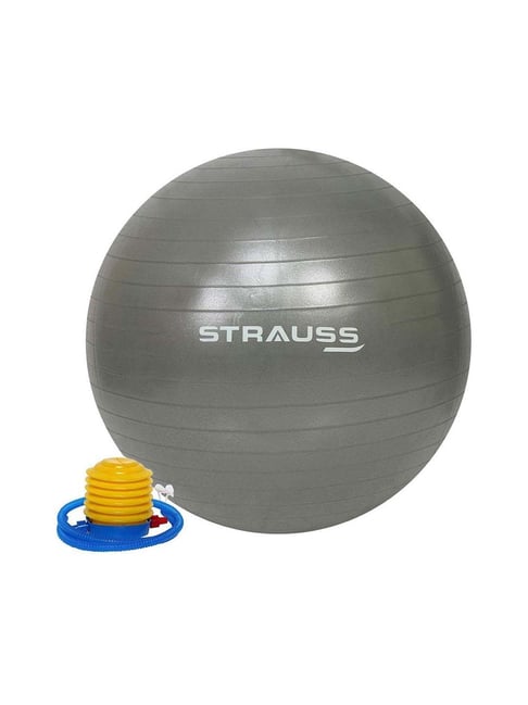 Strauss Anti Burst Gym Ball with Foot Pump, 75 cm (Grey)-Strauss-Footwear-TATA CLIQ