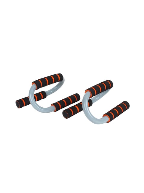 Strauss S Shape Push Up Bar, Pair (Black/Orange)-Strauss-Footwear-TATA CLIQ