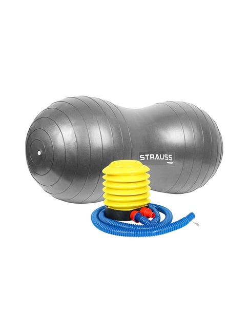 Strauss Anti Burst Peanut Shape Gym Ball With Foot Pump (Grey)-Strauss-Footwear-TATA CLIQ