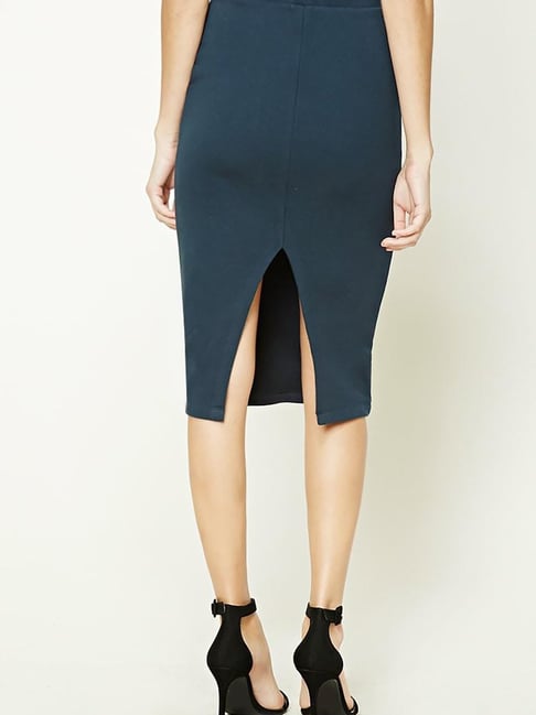 Buy Forever 21 Navy Knee Length Skirt for Women Online Tata CLiQ