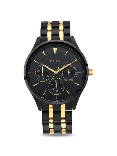 Titan black and gold watch sale