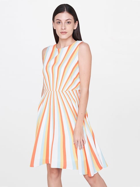 orange and white striped dress