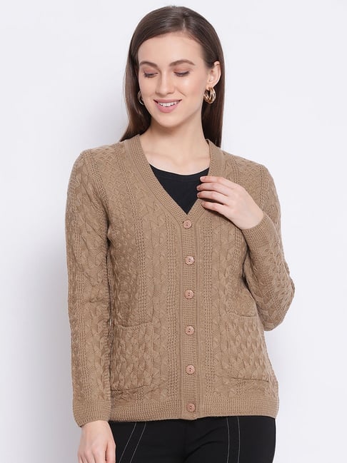 Buy Monte Carlo Brown Full Sleeves Cardigan for Womens Online