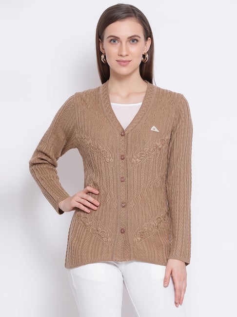 Buy Monte Carlo Brown Full Sleeves Cardigan for Womens Online