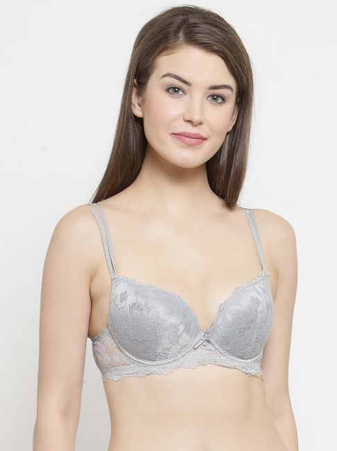 Buy PrettyCat Grey Lace Under Wired Padded Push Up Bra for Women Online @  Tata CLiQ