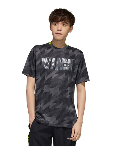 Adidas M C JACQUARD T Grey Printed T-Shirt