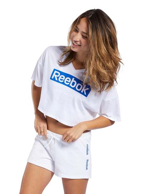 Buy Reebok White TE Linear Logo Graphic Training T-Shirt for Women