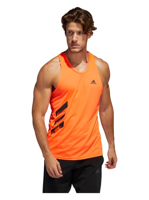 Adidas OTR SINGLET 3S Solar Red Printed Running T-Shirt