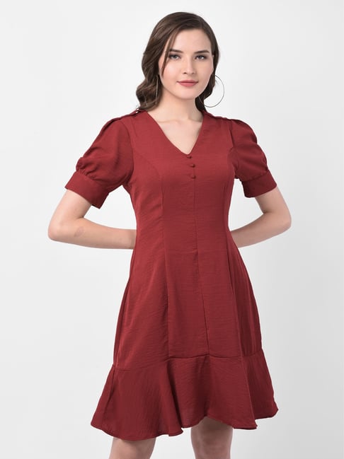 Latin Quarters Maroon A-line Fit Dress Price in India