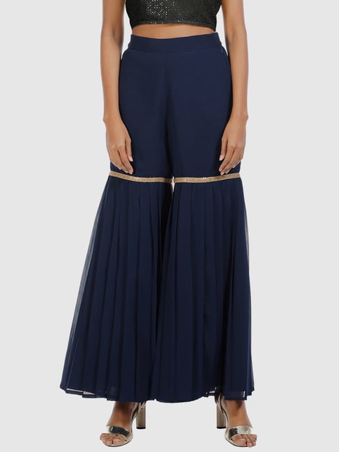 Buy AND Blue Straight Fit Pants for Women Online @ Tata CLiQ