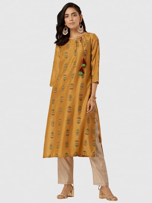 indya Women Ethnic Dress Yellow Dress - Buy indya Women Ethnic Dress Yellow  Dress Online at Best Prices in India | Flipkart.com