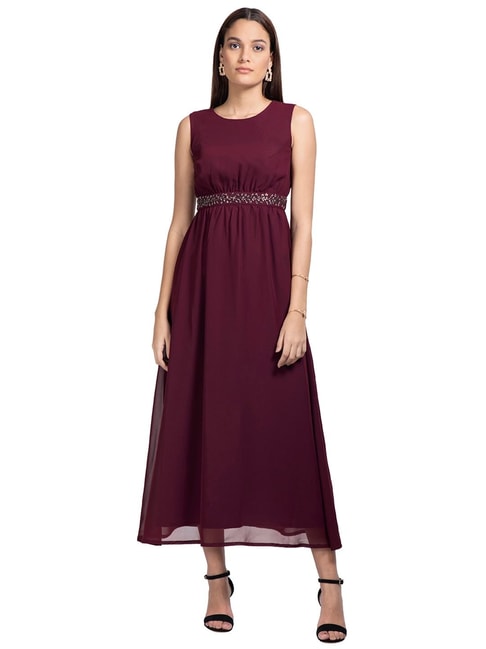 FabAlley Maroon Regular Fit Dress Price in India