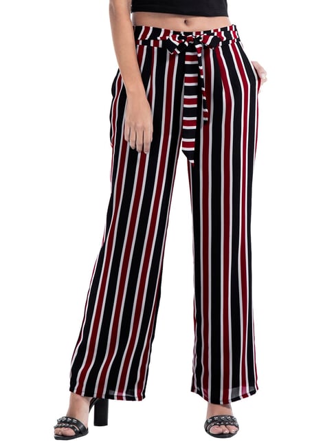 Black red cheap striped pants