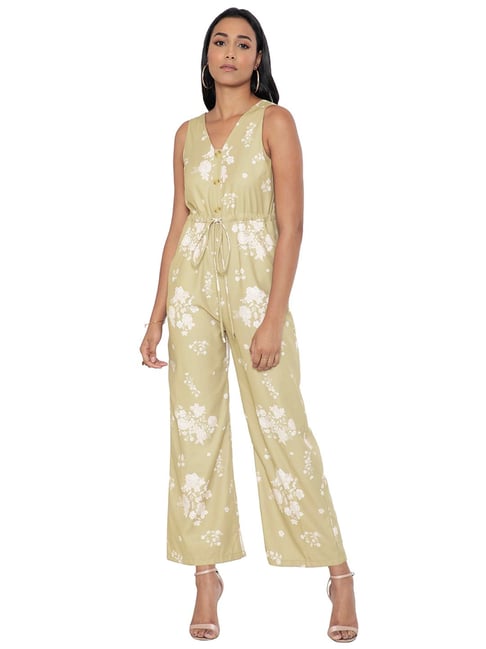 FabAlley Green Floral Print Jumpsuit