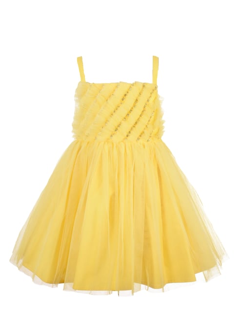 A Little Fable Kids Yellow Embellished Dress-picture-10