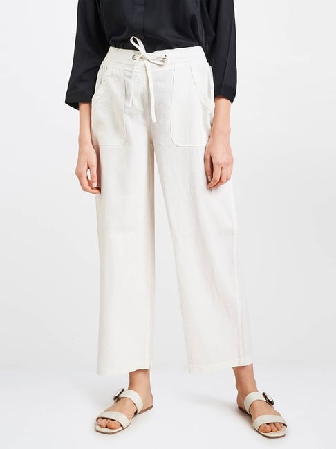 White Linen Blend Wide Leg Trousers | New Look