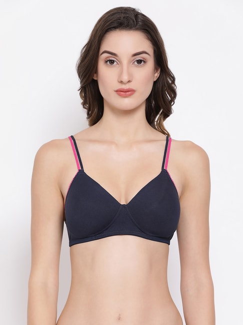 Clovia Women's Lace Padded Non-Wired Full Cup Nursing Bra in Blue