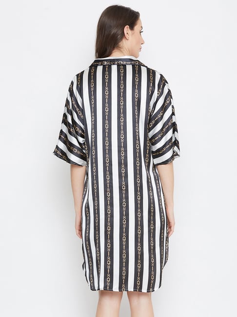 Buy Clovia Black & White Striped Nighty for Women Online @ Tata CLiQ