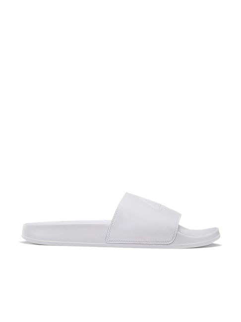 white reebok slides