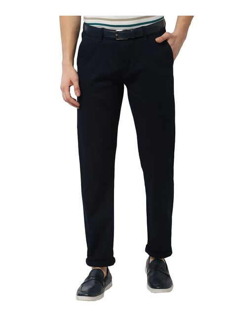 peter england slim fit men black trousers