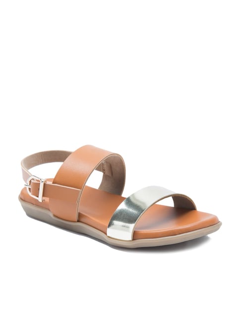 Beanz Kids Ella Tan & Golden Back Strap Sandals