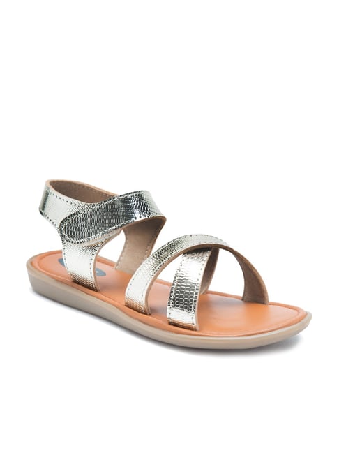 Beanz Kids Kathleen Golden & Tan Cross Strap Sandals