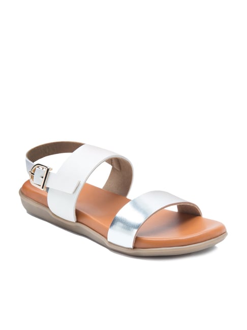 Beanz Kids Ella White & Tan Back Strap Sandals