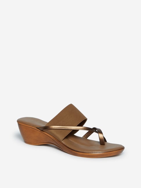 Buy LUNA BLU by Westside Brown Toe-Ring Wedge-Heel Sandals For