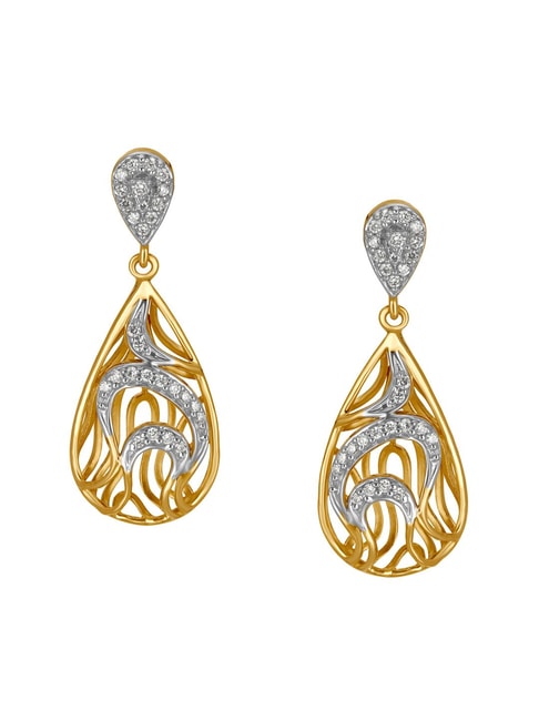 Mia by Tanishq 14k 585 Rose Gold Diamond and Diamond Drop Earrings for  Women  Amazonin Fashion