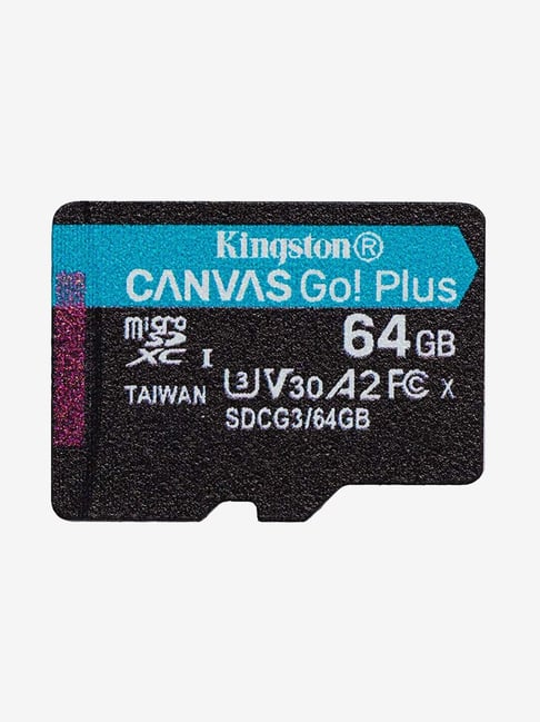 Kingston Canvas Go Plus SDCG3/64GB 64 GB UHS-I Class 10 Card with Adapter (Black)