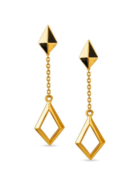 Minimalist 22 Karat Yellow Gold Leaf Drop Earrings