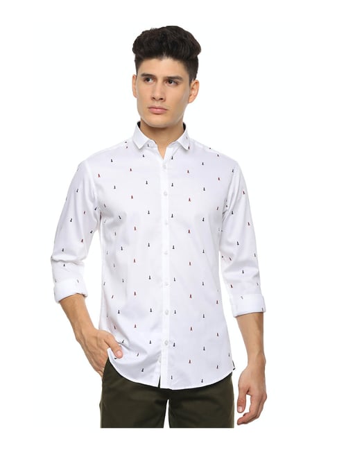 van heusen white printed shirt