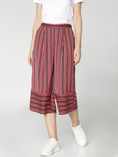 Only Navy & Coral Striped Pants