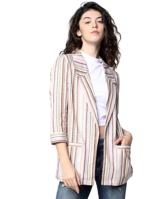 pink striped blazer