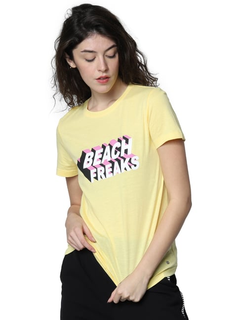 Only Yellow Printed T-Shirt