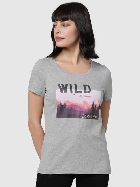 Vero Moda Grey Printed T-Shirt