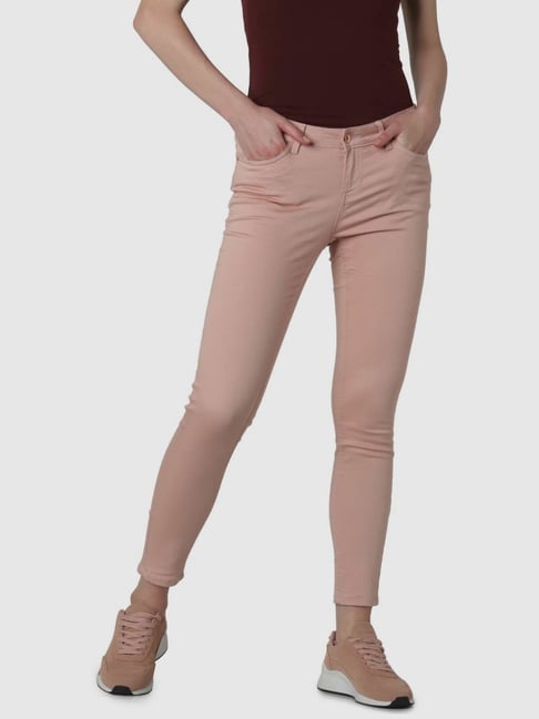 Vero Moda Pink Cotton Mid Rise Jeans