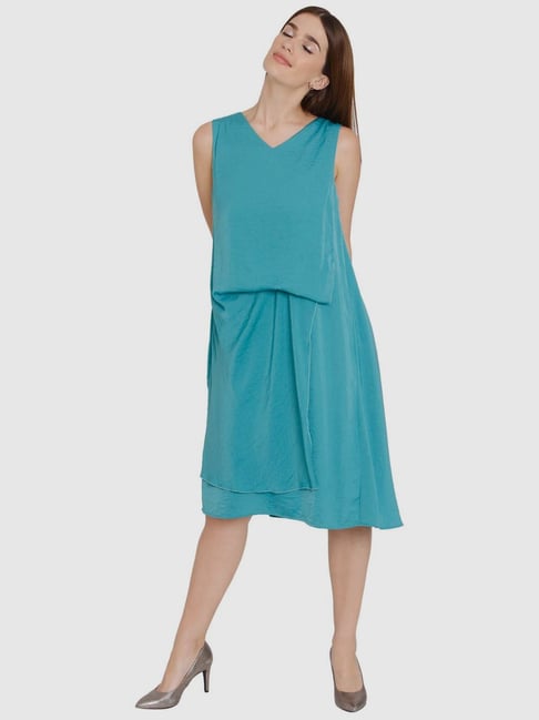 Vero Moda Blue Polyester A-Line Dress Price in India