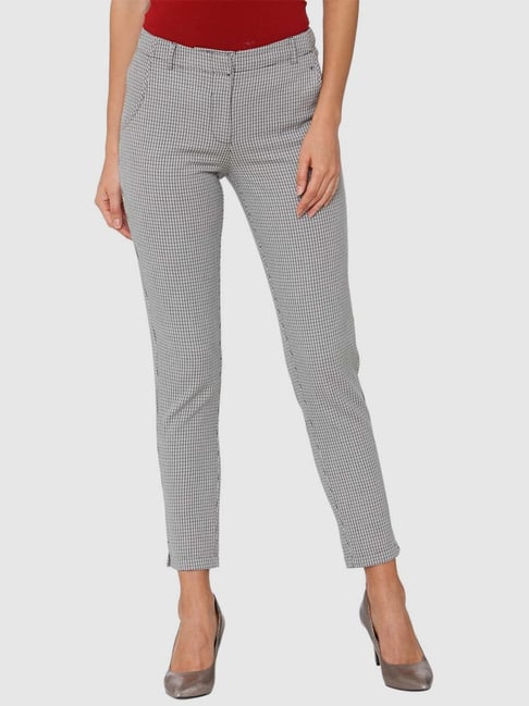 Vero Moda Grey Cotton Chequered Trouser-picture-22