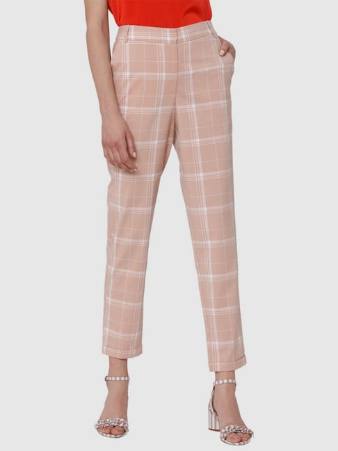 Buy Brown Check Flared Pants for Women | ONLY | 242360801