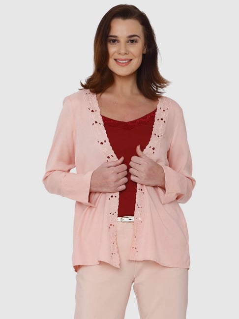 Vero Moda Pink Full Sleeves Shrug