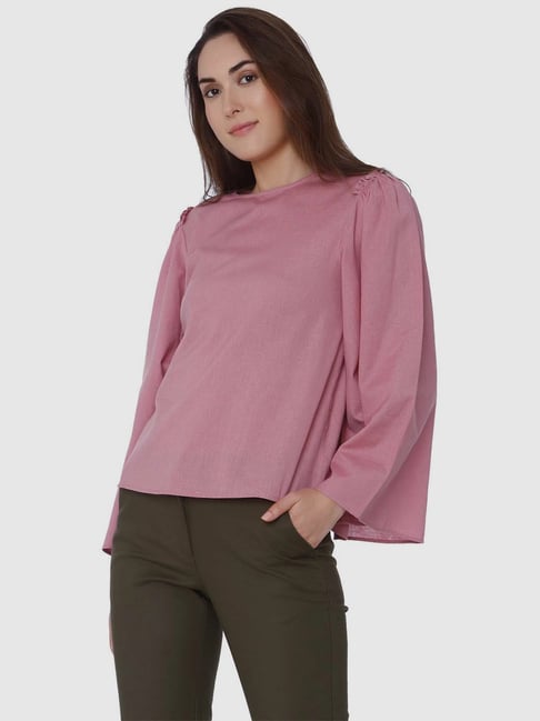 Vero Moda Pink Cotton Solid Top