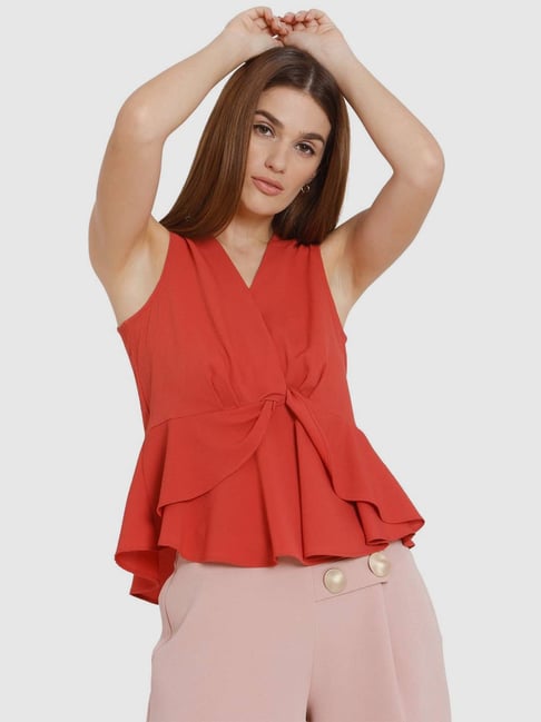 Vero Moda Red Solid Top