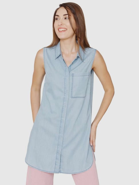 Vero Moda Blue Cotton Tunic