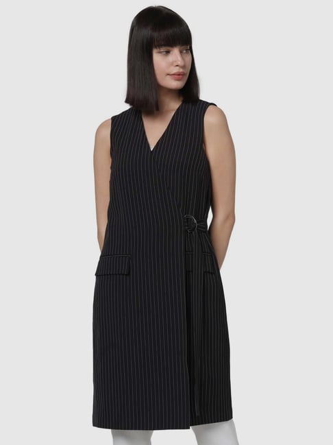 Vero Moda Black Striped A-Line Dress